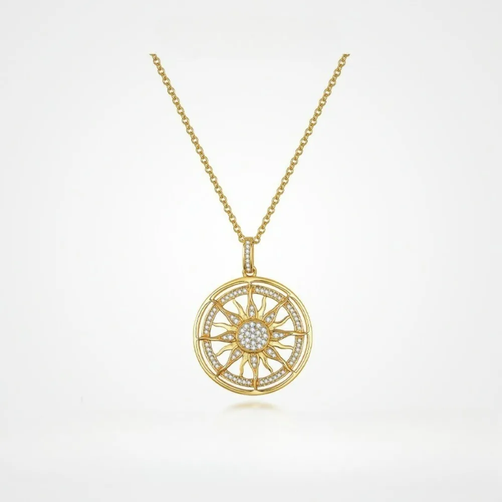 Compass Sun Moissanite Pendant Necklace for Women Sterling Silver 925 Gold Plated 18K Girl Charm Necklaces Fashion Jewelry
Compass Sun Moissanite Pendant Necklace for Women Sterling Silver 925 Gold Plated 18K Girl Charm Necklaces Fashion Jewelry