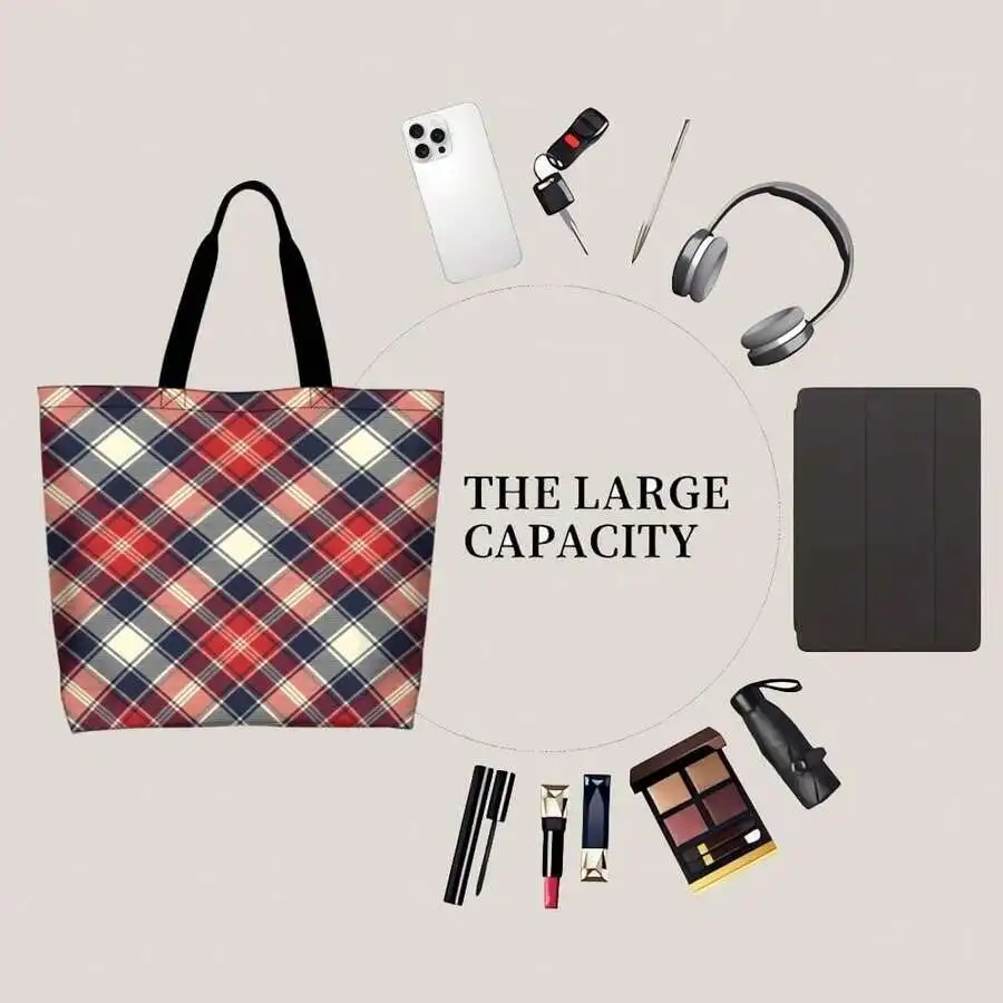 Red And Plaid Casual Tote Bag Large Capacity Unisex Shoulder Bag For Daily Use
Red And Plaid Casual Tote Bag Large Capacity Unisex Shoulder Bag For Daily Use