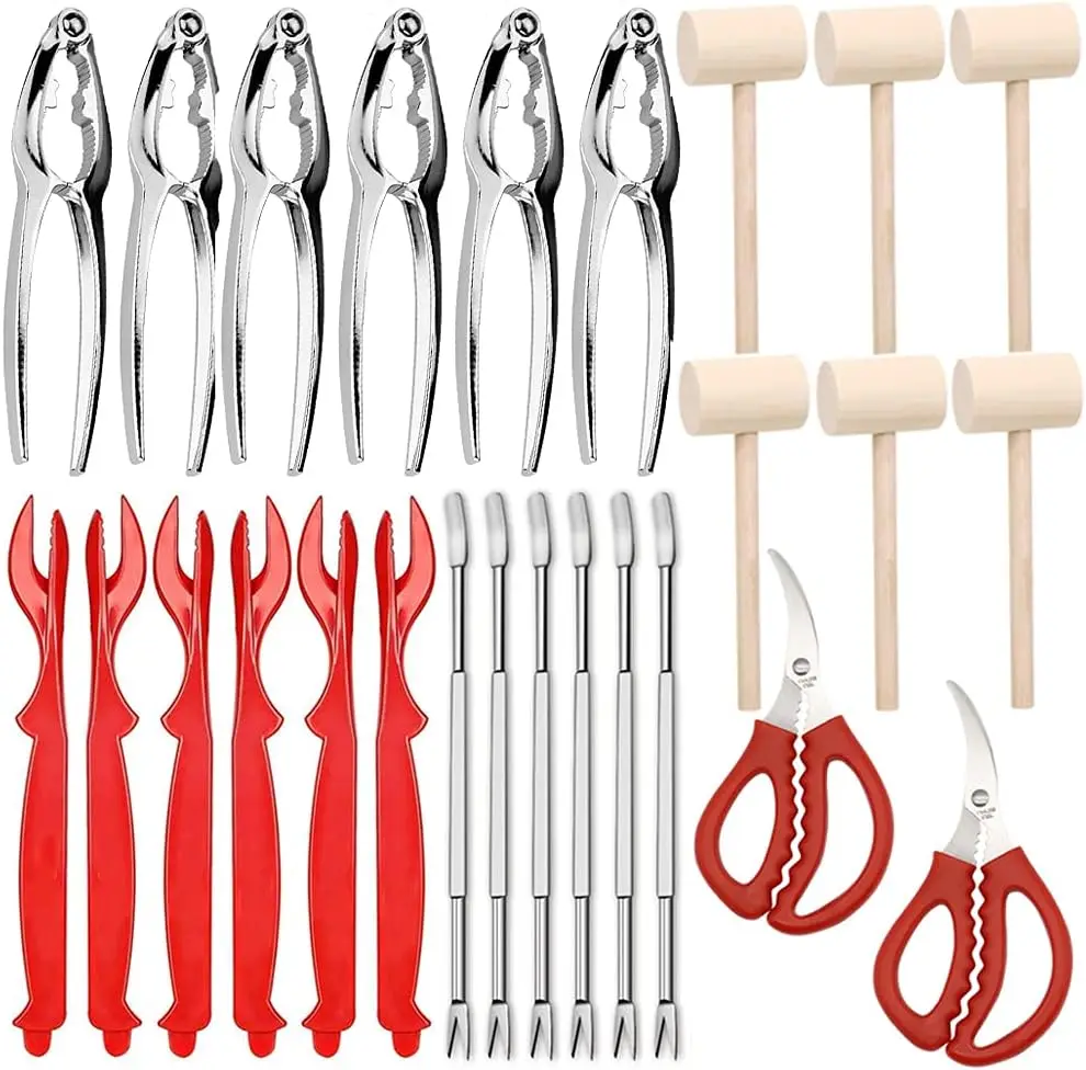 26 Pcs Seafood Tool Set - Crackers, Scissors, Lobster Sheller, Forks, Nutcracker
26 Pcs Seafood Tool Set - Crackers, Scissors, Lobster Sheller, Forks, Nutcracker