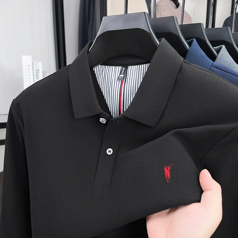 100% pure cotton autumn and winter high-end men luxury brand long sleeved polo shirt embroidered business casual fashion T-shirt
100% pure cotton autumn and winter high-end men luxury brand long sleeved polo shirt embroidered business casual fashion T-shirt