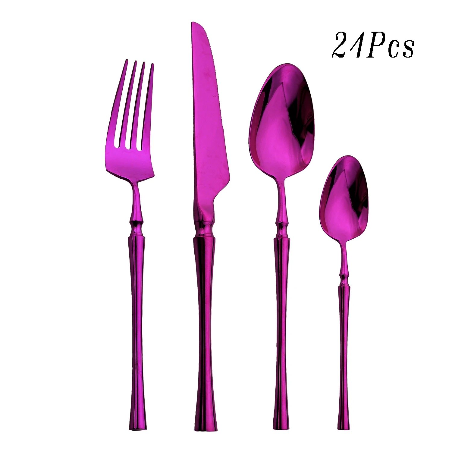 24Pcs Flatware Set 18/10 Stainless Steel Tableware Knife Fork Spoon Cutlery Dinner Set Kitchen Western Purple Dinnerware
24Pcs Flatware Set 18/10 Stainless Steel Tableware Knife Fork Spoon Cutlery Dinner Set Kitchen Western Purple Dinnerware