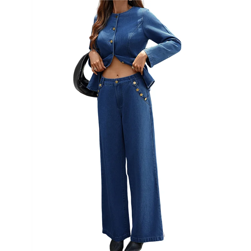 CYL-Women 2 Piece Denim Set Y2k Shirt Wide Leg Jeans Palazzo Pants Outfits
CYL-Women 2 Piece Denim Set Y2k Shirt Wide Leg Jeans Palazzo Pants Outfits