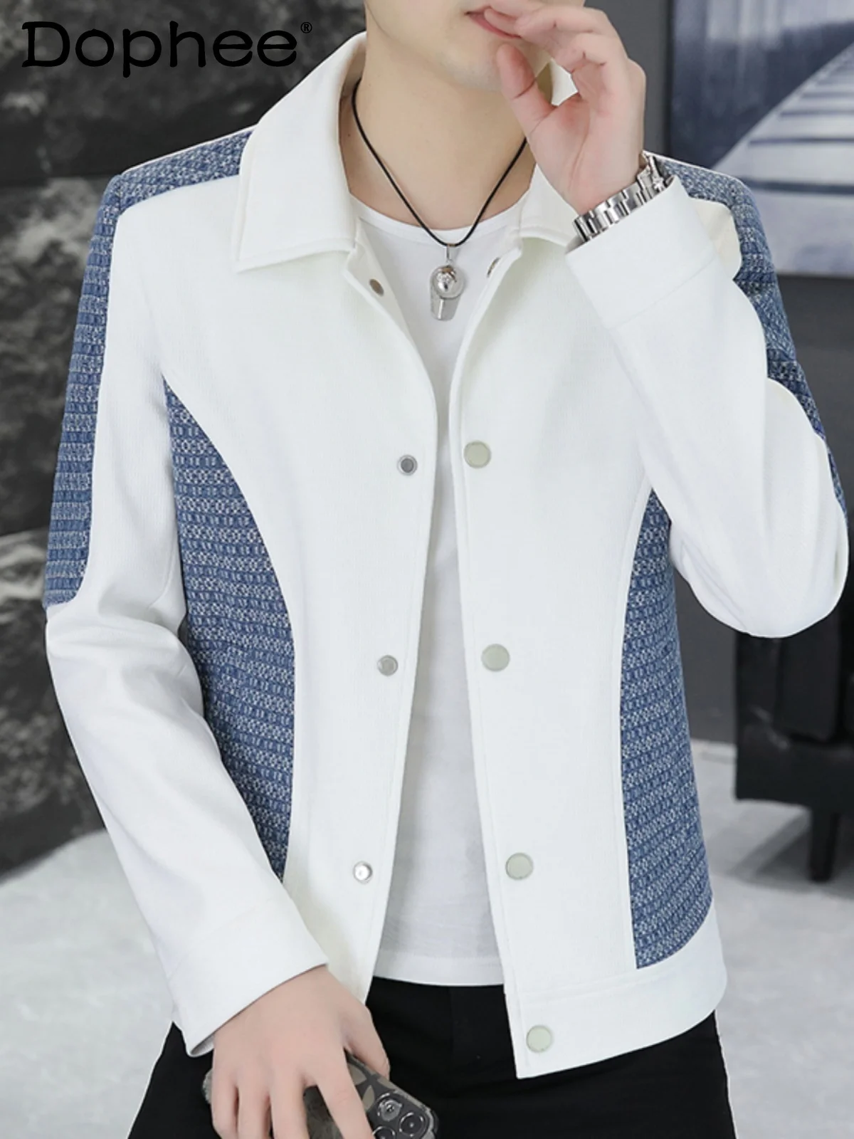 Fashion Spring Autumn Lapel Jacket Men's Trendy Handsome Men's Stitching Contrast Color Top 2024 New Casual Long Sleeve Coats
Fashion Spring Autumn Lapel Jacket Men's Trendy Handsome Men's Stitching Contrast Color Top 2024 New Casual Long Sleeve Coats
