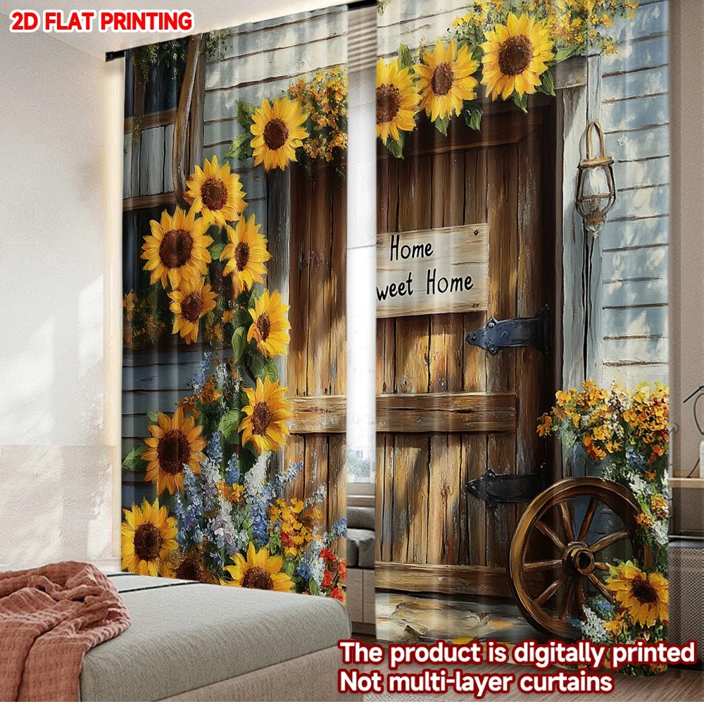 2D flat printing 2pcs Curtain Party Curtain Sunflowers by Cottage Door Digital Printed Polyester Drapes Family Party Decoration
2D flat printing 2pcs Curtain Party Curtain Sunflowers by Cottage Door Digital Printed Polyester Drapes Family Party Decoration