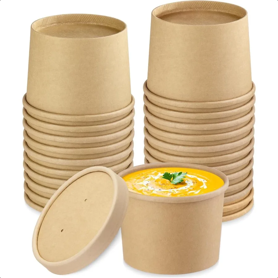 12 oz 25 Pack Paper Soup Containers with Lids Disposable Food Cups Great For Restaurants Take Outs or ToGo Lunch
12 oz 25 Pack Paper Soup Containers with Lids Disposable Food Cups Great For Restaurants Take Outs or ToGo Lunch