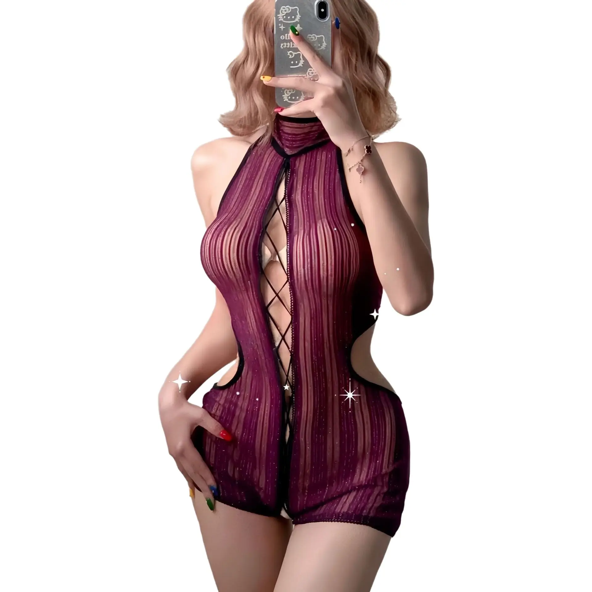 Pure Desire Style Halter Neck Lingerie Bodysuits Hollow-out Strap Sexy Transparent Off-the-shoulder Sleeveless Bodysuits LCOX
Pure Desire Style Halter Neck Lingerie Bodysuits Hollow-out Strap Sexy Transparent Off-the-shoulder Sleeveless Bodysuits LCOX