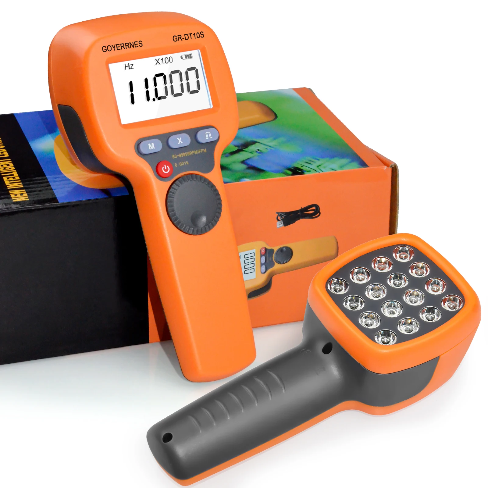 LED Stroboscope Tachometer 60-99999 RPM 0.001% Accuracy with 360° Dial&8 Hours Battery for Motor Fan Speed Measurement,DT-10S
LED Stroboscope Tachometer 60-99999 RPM 0.001% Accuracy with 360° Dial&8 Hours Battery for Motor Fan Speed Measurement,DT-10S