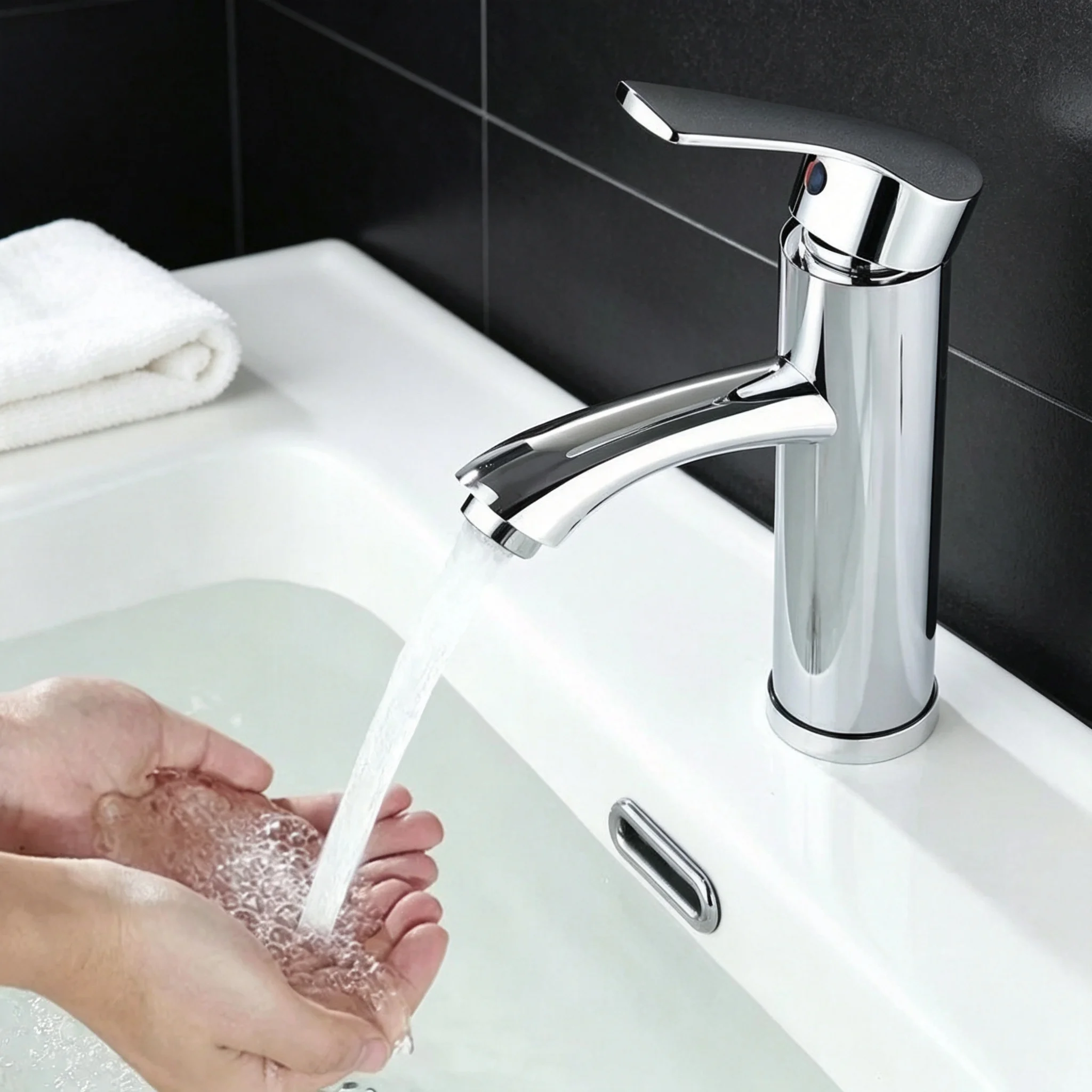 Single Lever Bathroom Faucet Bright Polished Chrome Finish Sink Mixer Tap Single Hole Hot/Cold Adjustable Lavatory Water Tap
Single Lever Bathroom Faucet Bright Polished Chrome Finish Sink Mixer Tap Single Hole Hot/Cold Adjustable Lavatory Water Tap