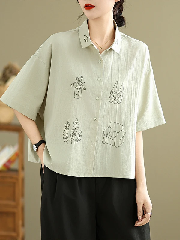 Summer plus Size Women's Loose Casual Slimming Embroidered Asymmetrical ort Sve irt Versatile Artistic Commute Sle
Summer plus Size Women's Loose Casual Slimming Embroidered Asymmetrical ort Sve irt Versatile Artistic Commute Sle