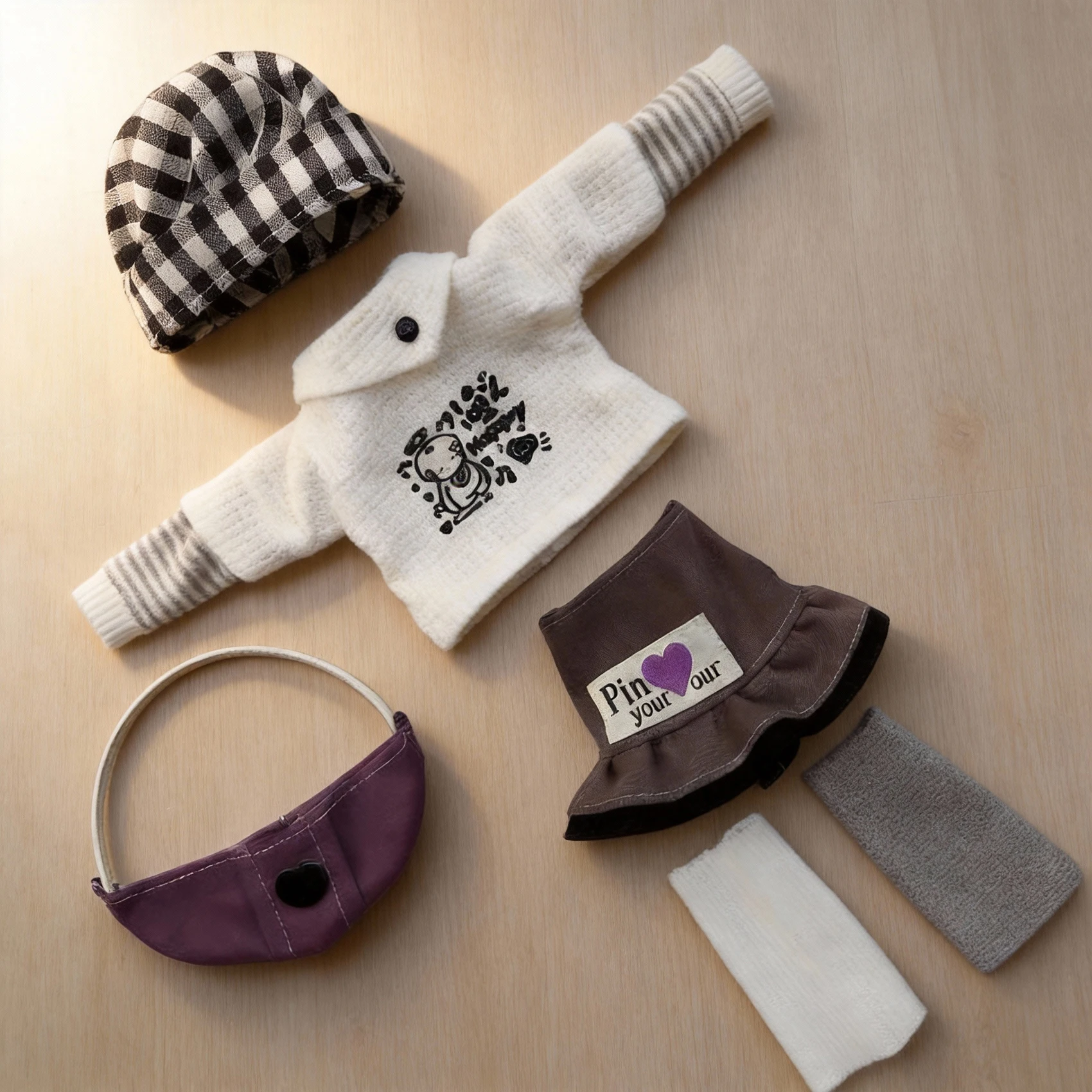 Повседневный стильный комплект одежды для куклы BJD 1/6 (30 см): свитер с принтом, фиолетовая сумка, полный милый наряд
Повседневный стильный комплект одежды для куклы BJD 1/6 (30 см): свитер с принтом, фиолетовая сумка, полный милый наряд