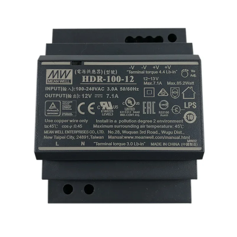 MEAN WELL HDR-100 Series Switching Power Supply 85-100W 12V 15V 24V 48V Output Adjustable Voltage 7.1A 6.13A 3.83A 1.92A
MEAN WELL HDR-100 Series Switching Power Supply 85-100W 12V 15V 24V 48V Output Adjustable Voltage 7.1A 6.13A 3.83A 1.92A