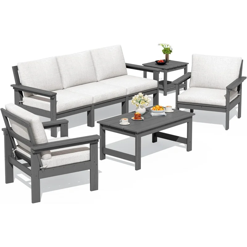 -Piece Frame Outdoor Sectional Set, Khaki Cushioned All-Weather Couch Deck & Lawn
-Piece Frame Outdoor Sectional Set, Khaki Cushioned All-Weather Couch Deck & Lawn