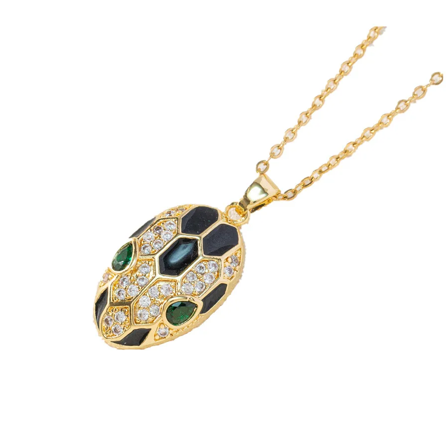 Necklace women's 18k gold plated crystal zircon colored enamel snake head European and American popular fashion jewelry
Necklace women's 18k gold plated crystal zircon colored enamel snake head European and American popular fashion jewelry