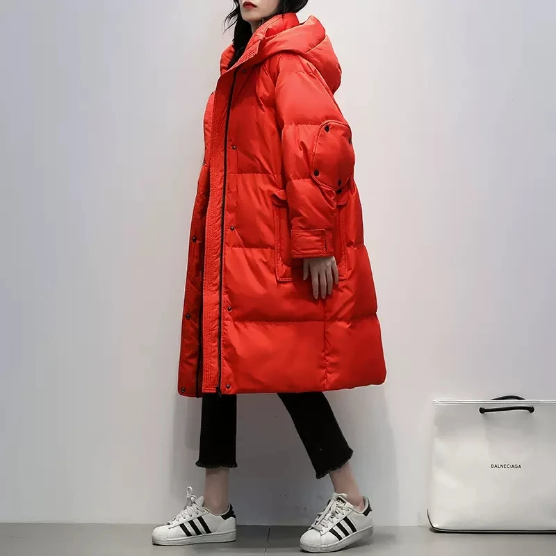 Women's Red Long Down Jacket 2023 Winter New Korean Ladies Loose White duck down Thick Coat Solid Casual Female Parkas Overcoat
Women's Red Long Down Jacket 2023 Winter New Korean Ladies Loose White duck down Thick Coat Solid Casual Female Parkas Overcoat