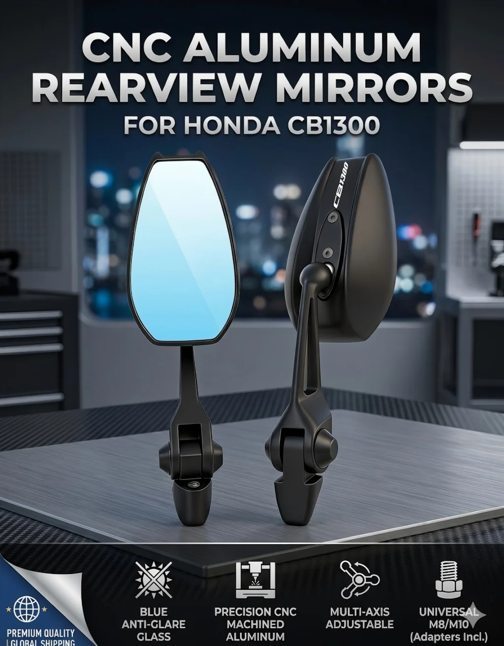 Universal All-aluminum High-end Motorcycle Rearview Mirrors HD Convex glass For Honda CB1100 CB 1100 EX RS CB1300 CB 1300 SC38
Universal All-aluminum High-end Motorcycle Rearview Mirrors HD Convex glass For Honda CB1100 CB 1100 EX RS CB1300 CB 1300 SC38