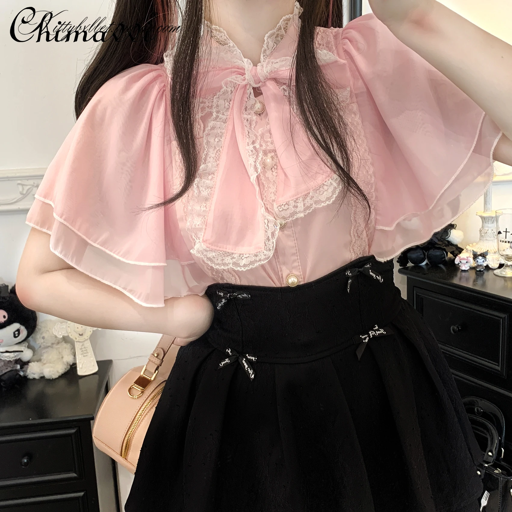 Original Japanese Mine Series Mass-produced Shawl Sleeveless Chiffon Lace-up Shirt Summer Sweet Lace Splicing Girl Women Tops
Original Japanese Mine Series Mass-produced Shawl Sleeveless Chiffon Lace-up Shirt Summer Sweet Lace Splicing Girl Women Tops