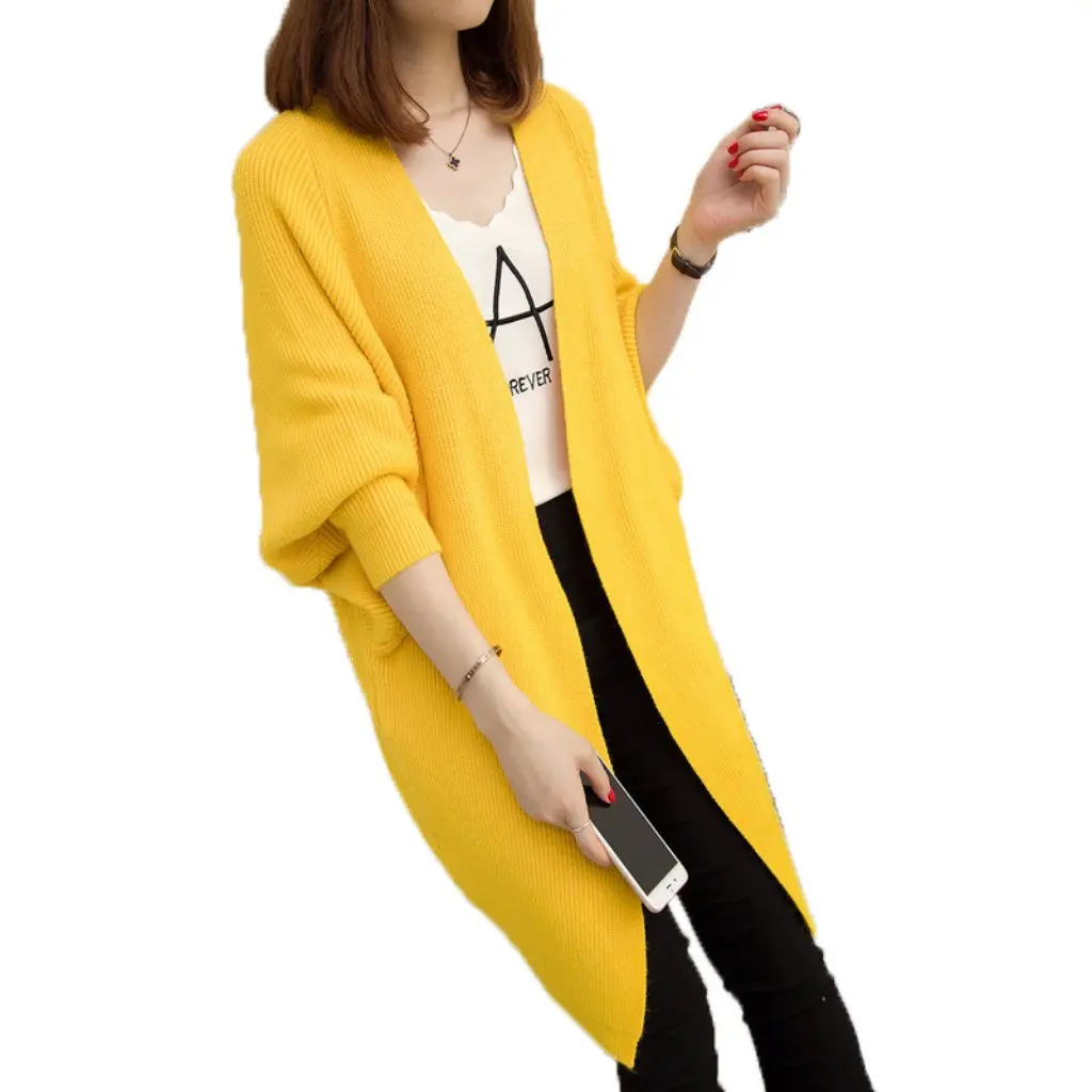 Женский вязаный кардиган большого размера, куртка с рукавами «летучая мышь», средней длины, однотонный, в корейском стиле, весна-осень-зима, новый свитер
Женский вязаный кардиган большого размера, куртка с рукавами «летучая мышь», средней длины, однотонный, в корейском стиле, весна-осень-зима, новый свитер