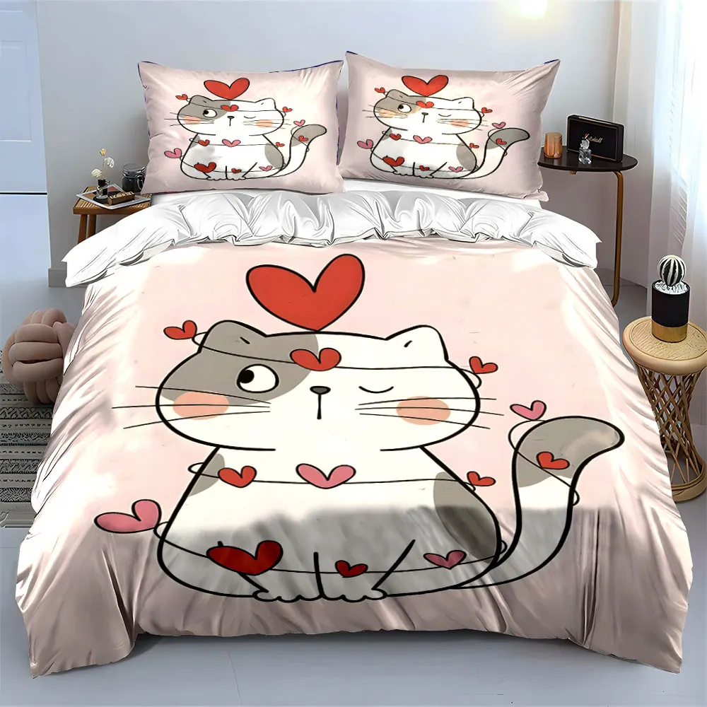 Cute cat with heart decorations Printed Duvet Cover Set 1 Duvet Cover+2 Pillowcase Multi Size Bedroom Bedding Decoration
Cute cat with heart decorations Printed Duvet Cover Set 1 Duvet Cover+2 Pillowcase Multi Size Bedroom Bedding Decoration