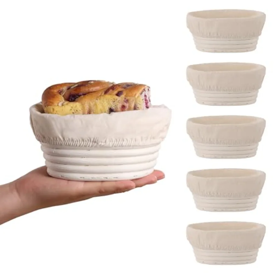 6Pcs Banneton Bread Proofing Basket 6.7x4.7x3in Mini Sourdough Bread Basket with Liner Professional and Home Bread Baking Suppl
6Pcs Banneton Bread Proofing Basket 6.7x4.7x3in Mini Sourdough Bread Basket with Liner Professional and Home Bread Baking Suppl