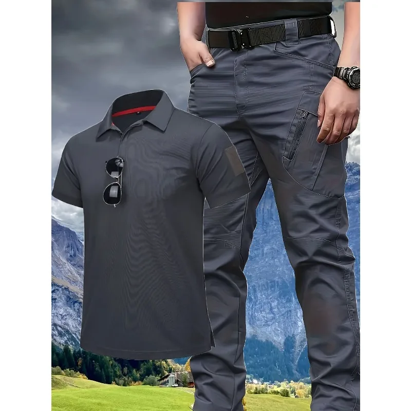 Two-piece Cargo Solid Color Short Sleeve and Multi-pocket Tactical Pants Set Outdoor Breathable Casual for Fishing and Hiking
Two-piece Cargo Solid Color Short Sleeve and Multi-pocket Tactical Pants Set Outdoor Breathable Casual for Fishing and Hiking