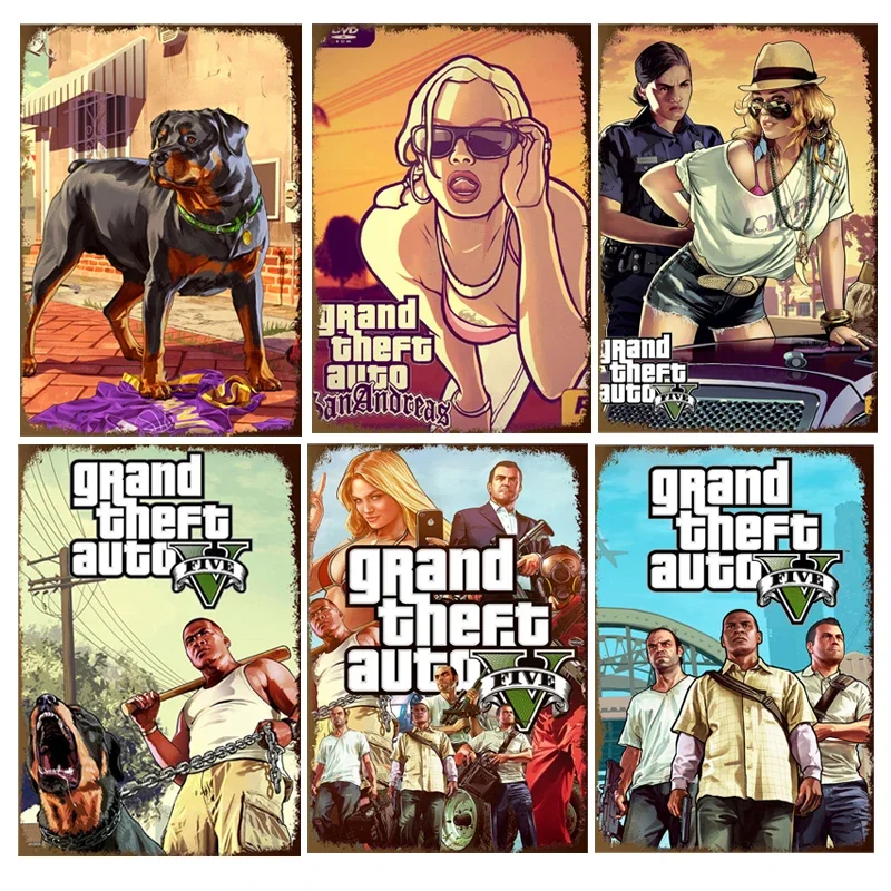 Классическая ролевая игра GTA, аниме жестяной знак, Декор, металлическая пластина, постер, винтажные потертые настенные знаки, украшение для детской комнаты, гаража, бара
Классическая ролевая игра GTA, аниме жестяной знак, Декор, металлическая пластина, постер, винтажные потертые настенные знаки, украшение для детской комнаты, гаража, бара