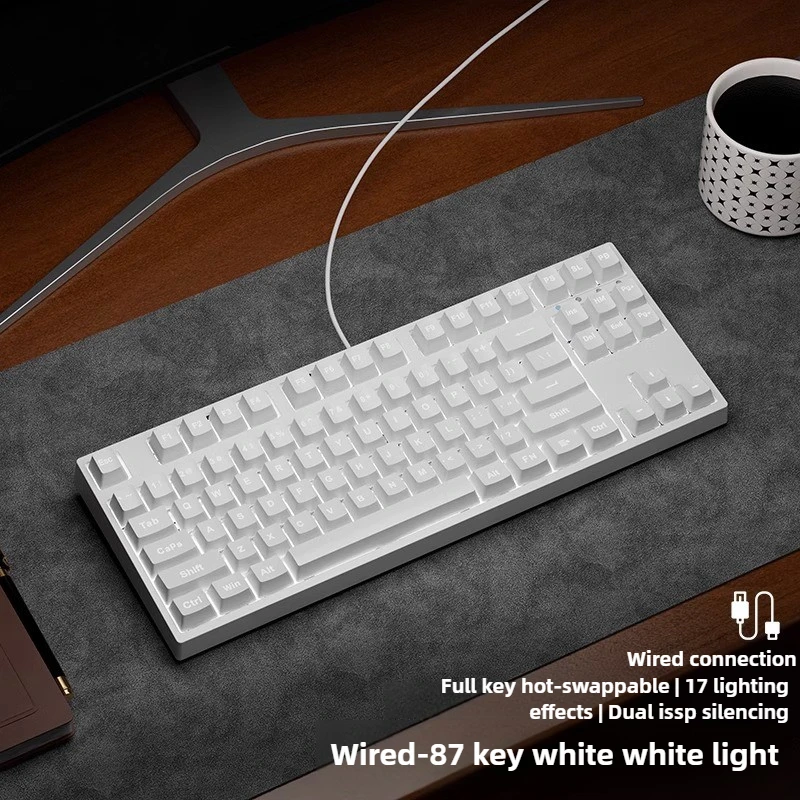 87 Key Tri Mode Mechanical Keyboard with Cherry MX Switches Blue Brown Red Wired Wireless Bluetooth Front Side Print Keycaps
87 Key Tri Mode Mechanical Keyboard with Cherry MX Switches Blue Brown Red Wired Wireless Bluetooth Front Side Print Keycaps