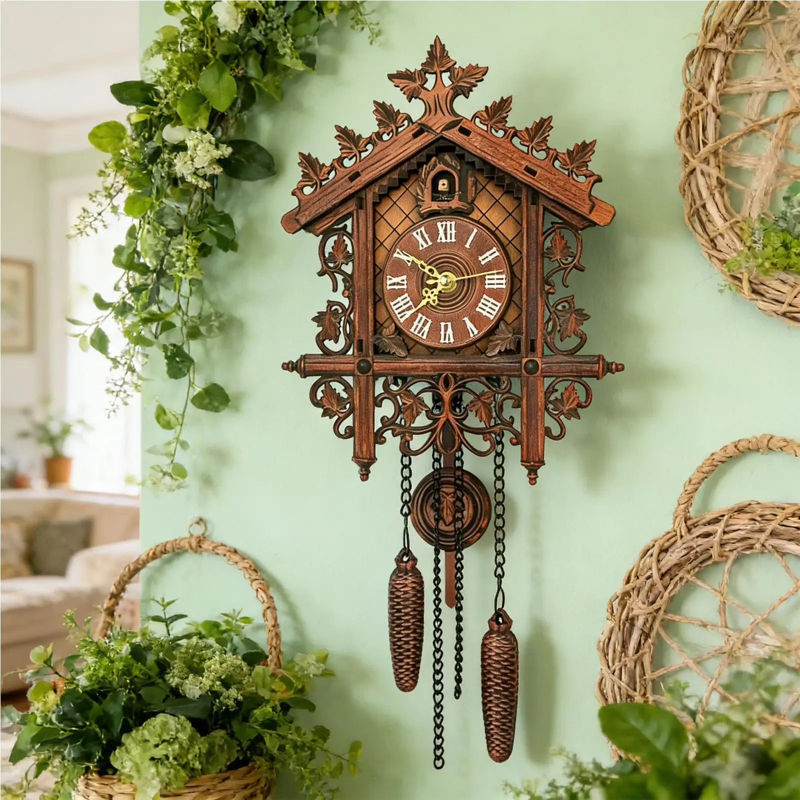 Vintage Wall Clock Wooden Battery Operated Retro Hourly Chimes Decorative Home Decor for Bedroom Living Room Study Wall Clock
Vintage Wall Clock Wooden Battery Operated Retro Hourly Chimes Decorative Home Decor for Bedroom Living Room Study Wall Clock