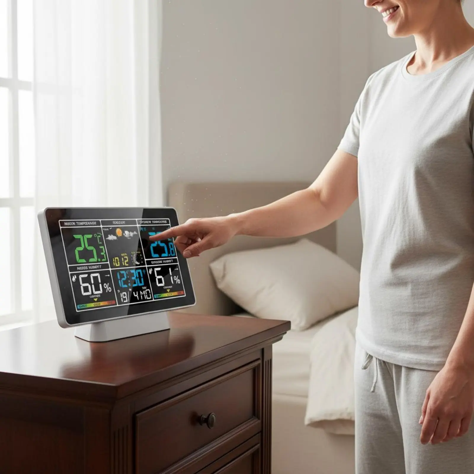 Color Screen Weather Station Humidity Monitoring Radio Controlled Weather Timepiece Indoor Outdoor Forecast Timepiece
Color Screen Weather Station Humidity Monitoring Radio Controlled Weather Timepiece Indoor Outdoor Forecast Timepiece