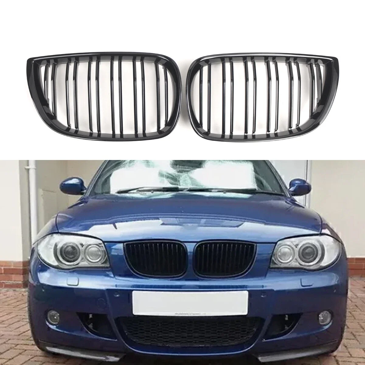 Pair Gloss Black Double Slat Front Kidney Grille 51137077129 51137077130 For BMW 1 Series E87 Pre LCI 2004-2007
Pair Gloss Black Double Slat Front Kidney Grille 51137077129 51137077130 For BMW 1 Series E87 Pre LCI 2004-2007