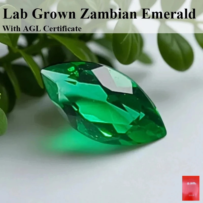 Lab Grown Zambian Emerald- Hydrothermal, Hand-Cut, Marquise Cut, with Cracks Inclusions,With AGL Certificate For Jewelry
Lab Grown Zambian Emerald- Hydrothermal, Hand-Cut, Marquise Cut, with Cracks Inclusions,With AGL Certificate For Jewelry