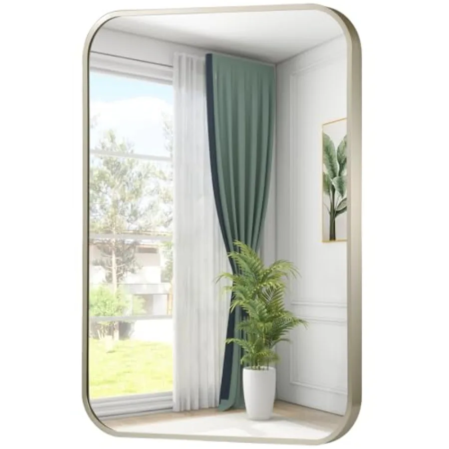 22x30 Inch Bathroom Mirror Framed Rectangle Mirror with Rounded Corner Brushed Mirror Silver Bathroom Mirror for Over Sink Vani
22x30 Inch Bathroom Mirror Framed Rectangle Mirror with Rounded Corner Brushed Mirror Silver Bathroom Mirror for Over Sink Vani