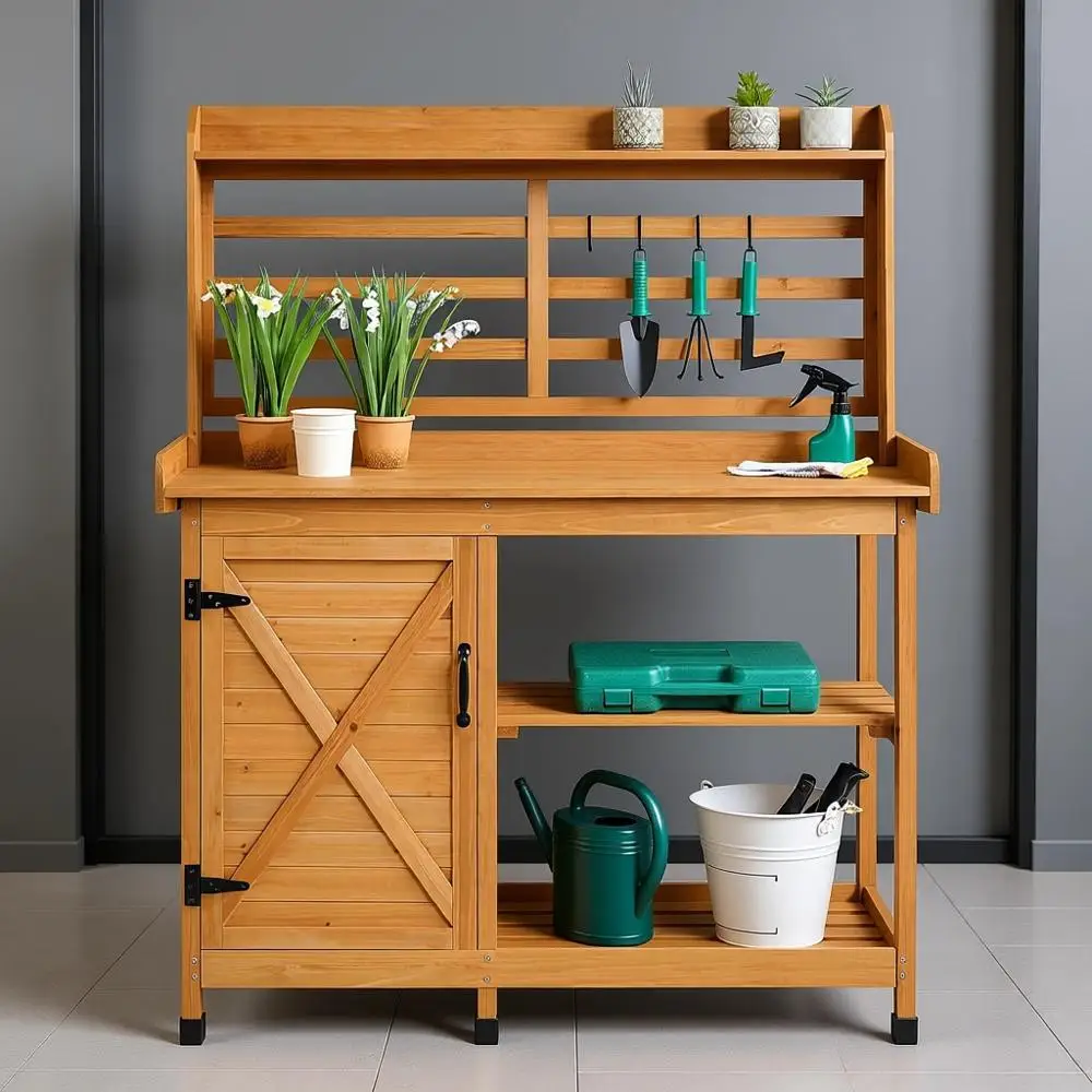 Large Outdoor Potting Bench with Storage and Worktable for Gardening and Patio Use
Large Outdoor Potting Bench with Storage and Worktable for Gardening and Patio Use