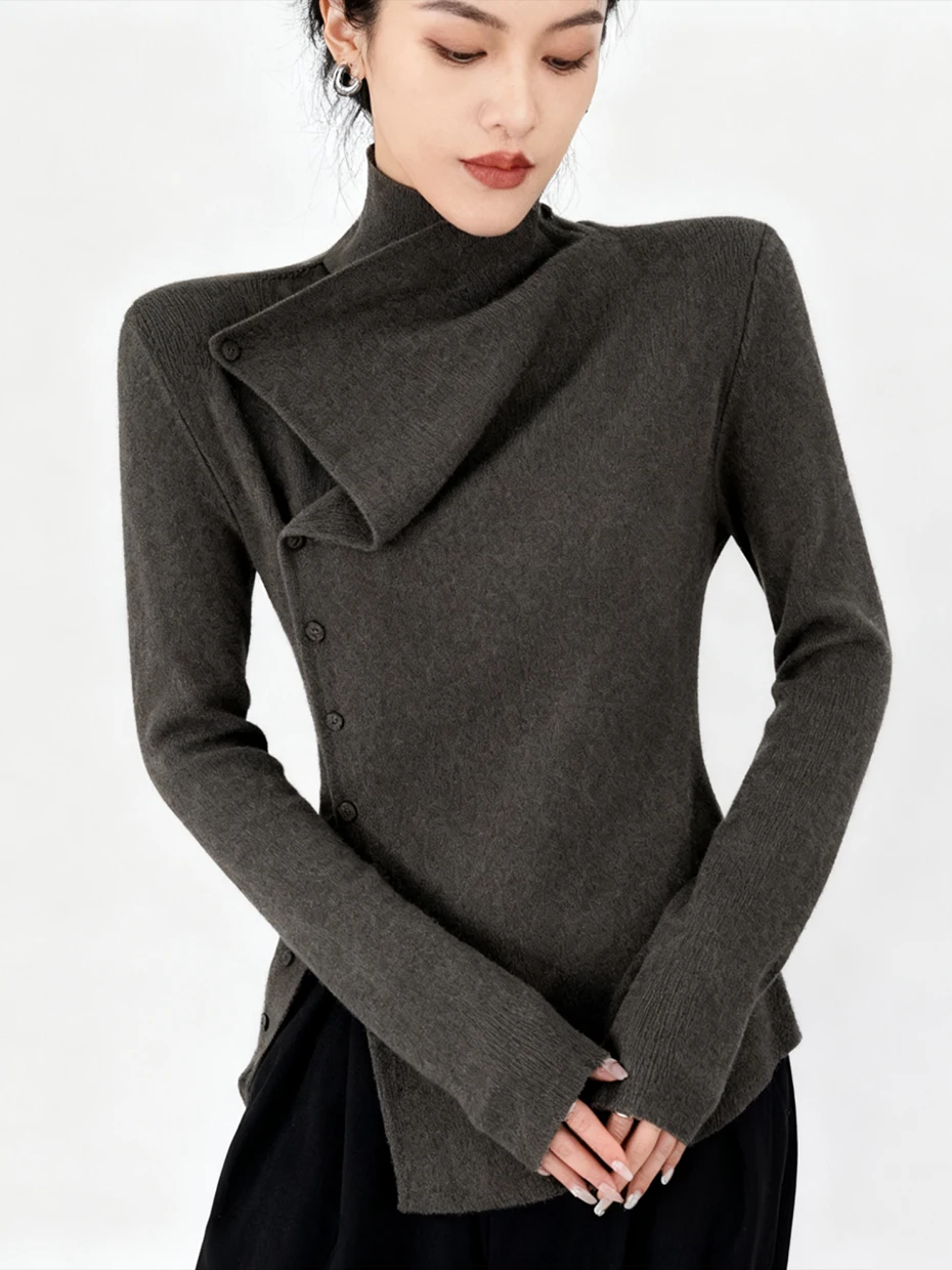 Elegant High Collar Knitted Base Shirt Women's Autumn Winter Inner Wear Asymmetrical Open Cardigan Top French Style Polyester...
Elegant High Collar Knitted Base Shirt Women's Autumn Winter Inner Wear Asymmetrical Open Cardigan Top French Style Polyester...