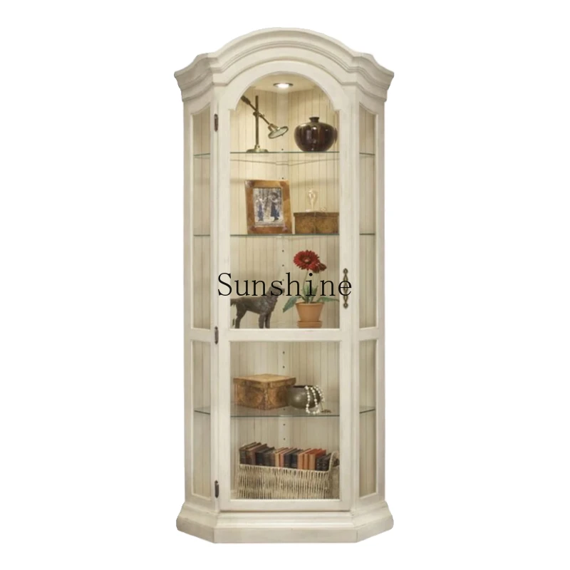 French solid wood retro wine cabinet living room corner simple glass cabinet
French solid wood retro wine cabinet living room corner simple glass cabinet