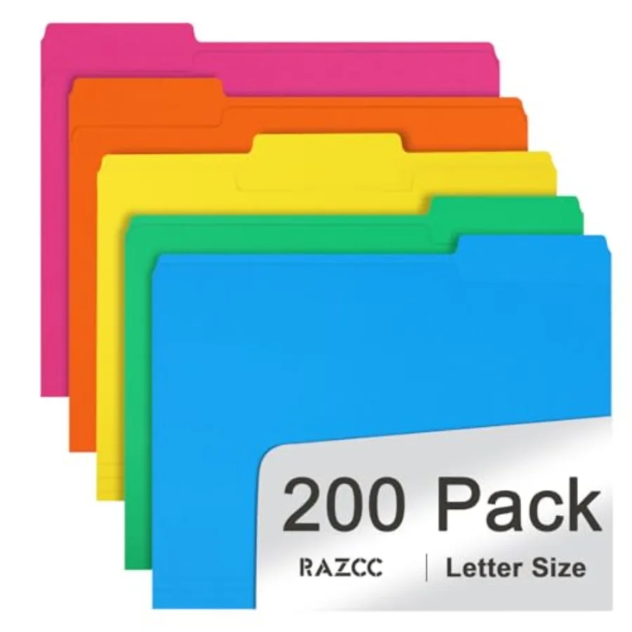 File Folder, 200 Pack 1/3 Cut Tab Colored Folders, Colored File Folder Letter Size for Office Classroom Use, Folders with Tabs
File Folder, 200 Pack 1/3 Cut Tab Colored Folders, Colored File Folder Letter Size for Office Classroom Use, Folders with Tabs