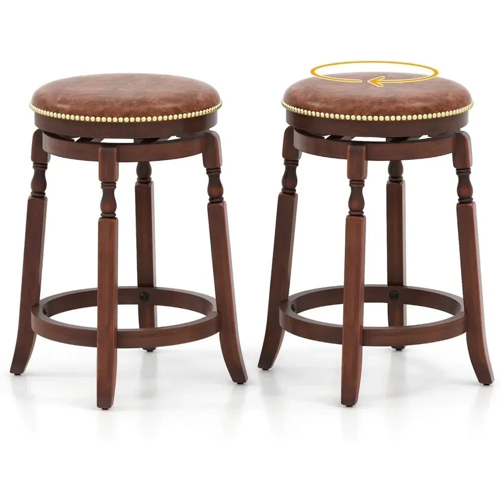 Bar Stools Set of 2, 24 Inch Swivel Counter Height Bar Stools, Solid Wood Frame Barstools, Upholstered Pub Stools with Footrest
Bar Stools Set of 2, 24 Inch Swivel Counter Height Bar Stools, Solid Wood Frame Barstools, Upholstered Pub Stools with Footrest