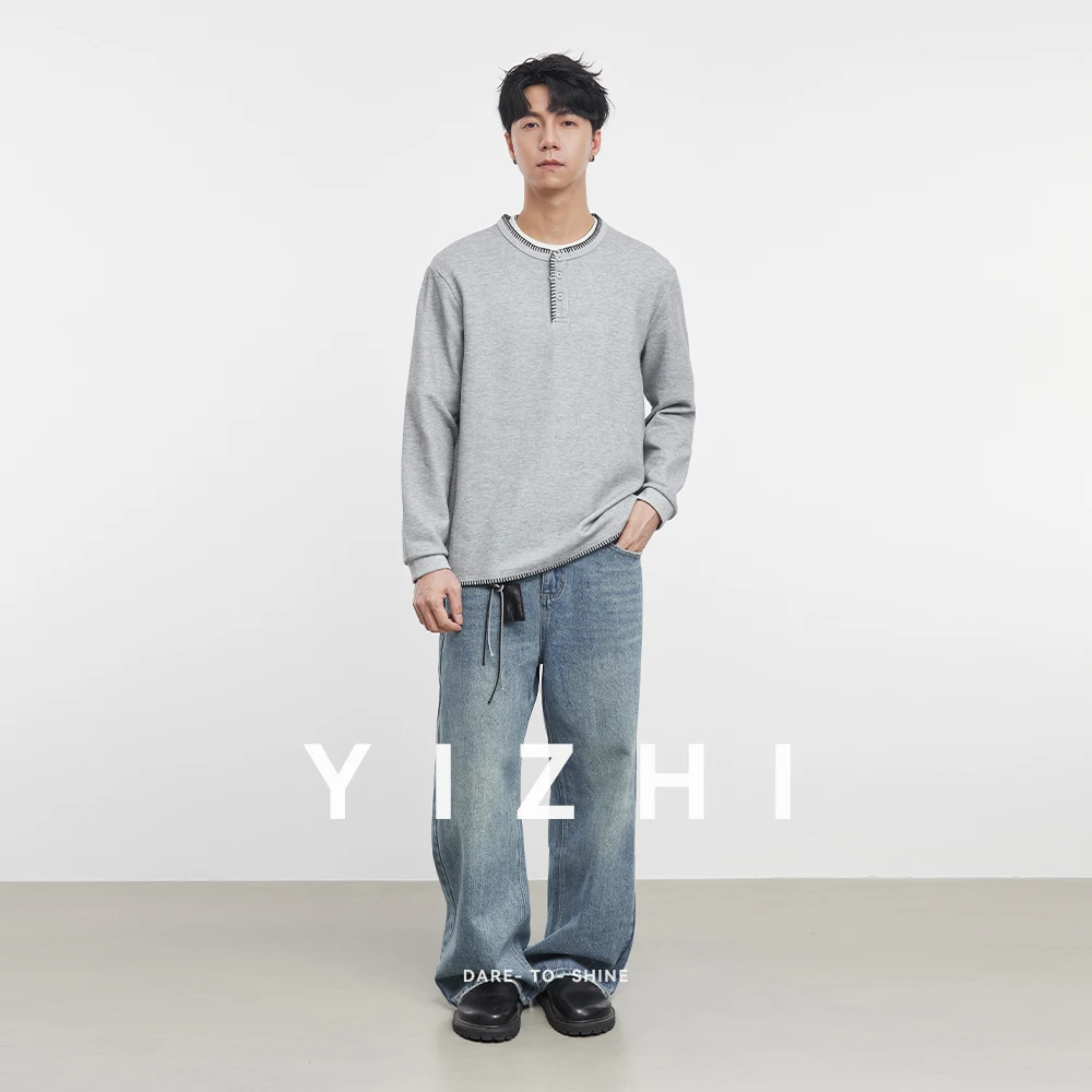 Fashion Men's Old Money Style Henley Collar Long Sleeve T-Shirt 2025 Autumn Round Neck Loose Casual Bottoming Shirt Men Pullover
Fashion Men's Old Money Style Henley Collar Long Sleeve T-Shirt 2025 Autumn Round Neck Loose Casual Bottoming Shirt Men Pullover