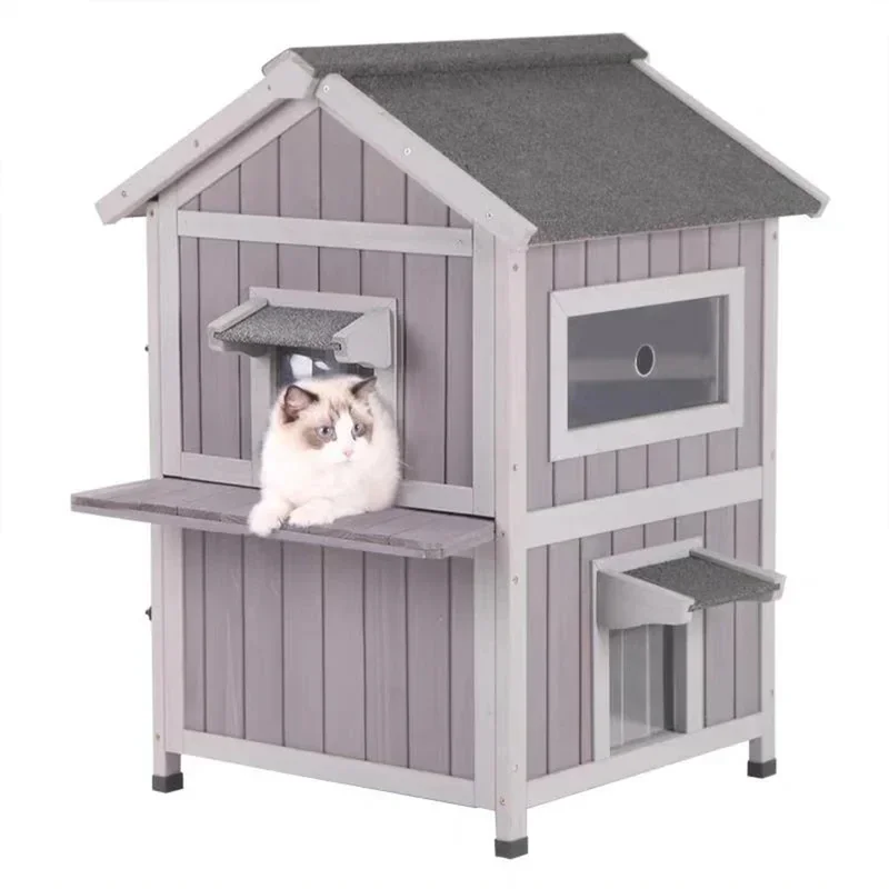 Insulated Wood Cat House with Extended Roof for Stray or Feral Cats Cat House Villa Outdoor Double-decker
Insulated Wood Cat House with Extended Roof for Stray or Feral Cats Cat House Villa Outdoor Double-decker