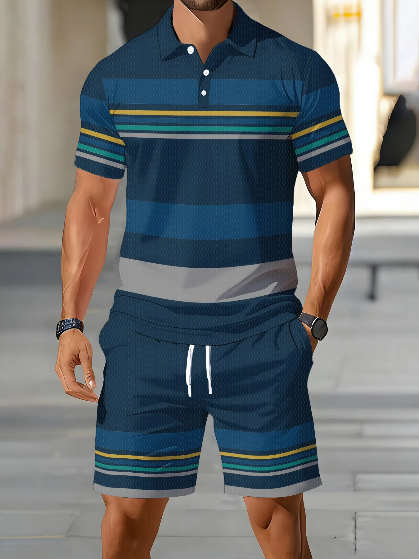 2026 Summer American Men's Polo Shirt Set for Sporty and Casual Wear Fashionable and Comfortable with 3D Stripes Pattern Print
2026 Summer American Men's Polo Shirt Set for Sporty and Casual Wear Fashionable and Comfortable with 3D Stripes Pattern Print