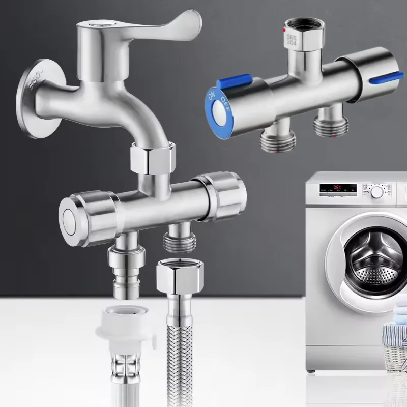 Stainless Steel Dual Head Water Outlet Dual Valve Faucet Washing Machine Faucet Splitter One In Two Out Dual Water Outlet Faucet
Stainless Steel Dual Head Water Outlet Dual Valve Faucet Washing Machine Faucet Splitter One In Two Out Dual Water Outlet Faucet