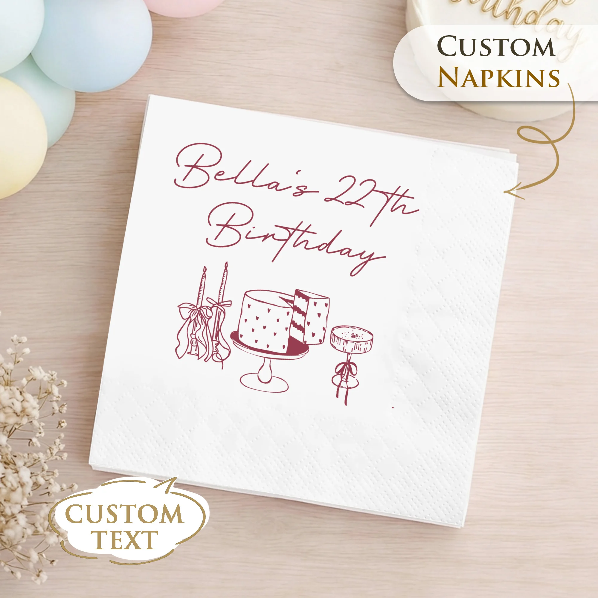 Custom Napkins 3 ply Personalized Cocktail Napkins Party Decor Disposable Paper Napkins For Birthday Celebration Anniversary
Custom Napkins 3 ply Personalized Cocktail Napkins Party Decor Disposable Paper Napkins For Birthday Celebration Anniversary