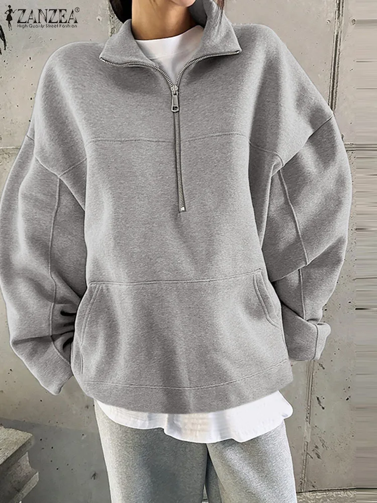 ZANZEA Fashion Women Sweatshirts 2024 Autumn Winter Long Sleeve Turn Down Collar Zipper Casual Sweatshirt Loose Pullover Tops
ZANZEA Fashion Women Sweatshirts 2024 Autumn Winter Long Sleeve Turn Down Collar Zipper Casual Sweatshirt Loose Pullover Tops