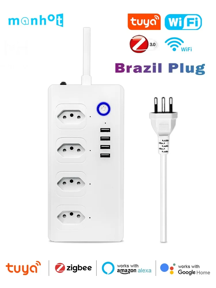 Zigbee/WIFI Tuya Brazil Smart Plug Socket Smart Home Power Strip Timing 4 Outlets 4 USB Charing Remote Control for Alexa Google
Zigbee/WIFI Tuya Brazil Smart Plug Socket Smart Home Power Strip Timing 4 Outlets 4 USB Charing Remote Control for Alexa Google