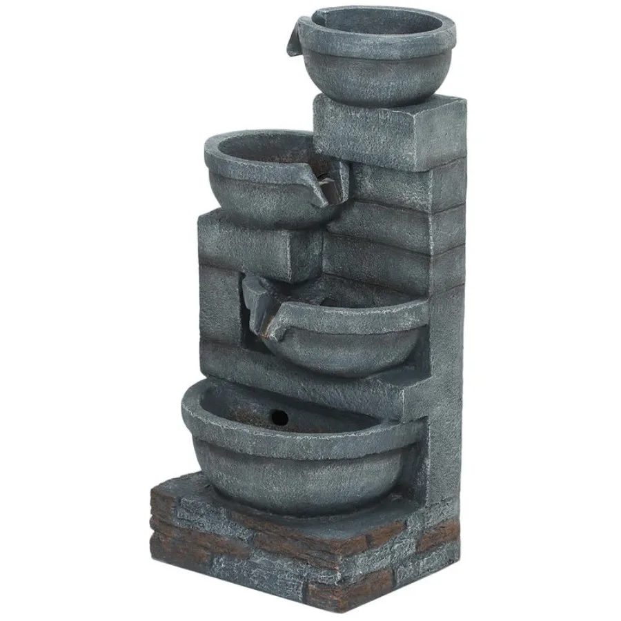30" Tall Outdoor Waterfall Fountain with LED Lights, 4-Tier Resin Cascading Water Bowls with Pump, Gray
30" Tall Outdoor Waterfall Fountain with LED Lights, 4-Tier Resin Cascading Water Bowls with Pump, Gray