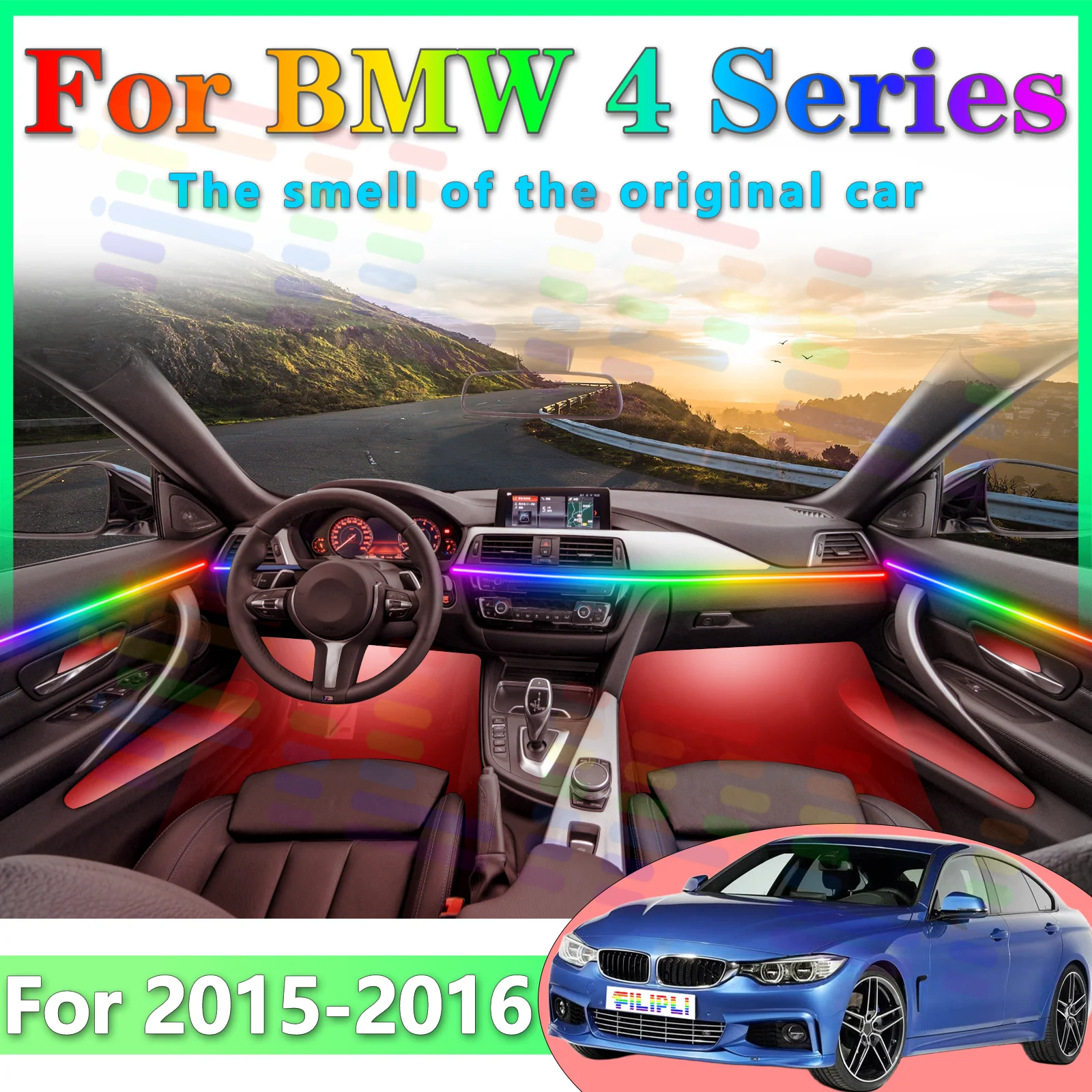 FILIPLI для BMW 4 серии F32 Внутренняя светодиодная лента с приложением, 64 цвета RGB-симфония для повышенного и записываемого вождения
FILIPLI для BMW 4 серии F32 Внутренняя светодиодная лента с приложением, 64 цвета RGB-симфония для повышенного и записываемого вождения