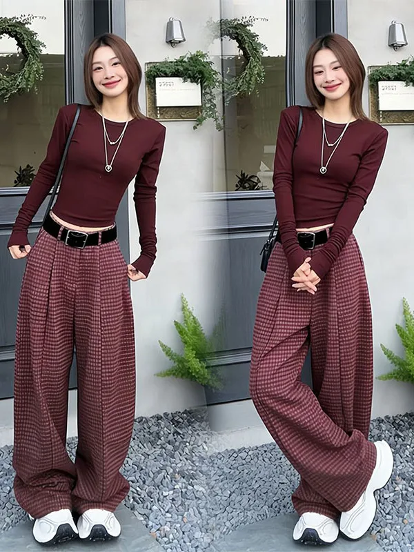 Retro Anti-Aging Winter Faion American Sle Plaid Woolen Wide Leg Pants Two-Piece Set Slim Fit Top And Pants Ensemble
Retro Anti-Aging Winter Faion American Sle Plaid Woolen Wide Leg Pants Two-Piece Set Slim Fit Top And Pants Ensemble
