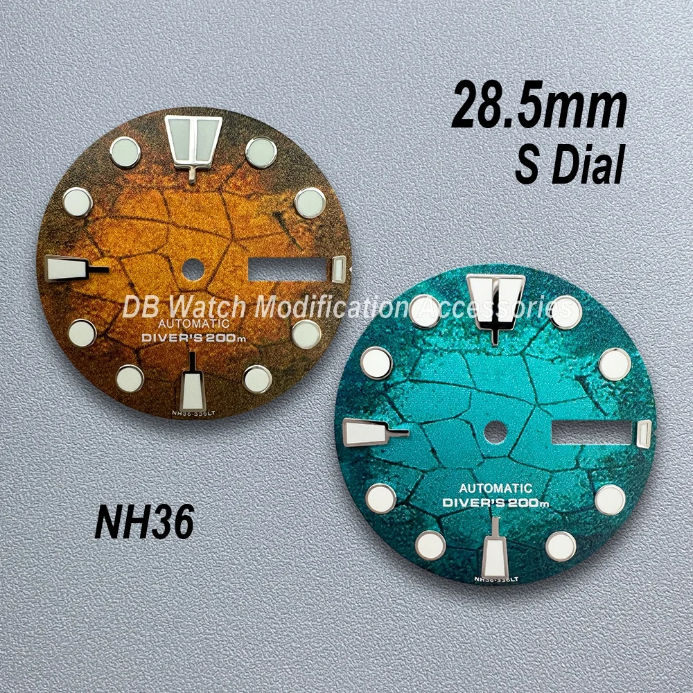 28.5mm S Logo Tree leaves Dial Fit NH35/NH36/4R/7S Movement Green Luminous Diving Dial Mechanical Watch Modification Accessories
28.5mm S Logo Tree leaves Dial Fit NH35/NH36/4R/7S Movement Green Luminous Diving Dial Mechanical Watch Modification Accessories