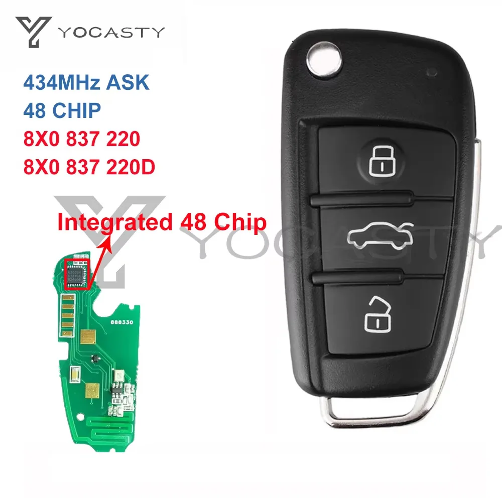 YOCASTY 434 МГц ID48 чип 3-кнопочный дистанционный откидной ключ от машины для 2012 2013 2014 2015 2016 AUDI A1 Q3 8X0837220 8X0837220D
YOCASTY 434 МГц ID48 чип 3-кнопочный дистанционный откидной ключ от машины для 2012 2013 2014 2015 2016 AUDI A1 Q3 8X0837220 8X0837220D