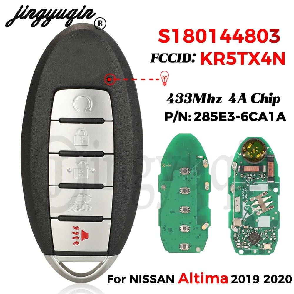 Jingyuqin 5 кнопок S180144803 KR5TX4N для NISSAN Altima 2019-2020 смарт-ключ для автомобиля 433 МГц 4A чип Fob 285E3-6CA1A
Jingyuqin 5 кнопок S180144803 KR5TX4N для NISSAN Altima 2019-2020 смарт-ключ для автомобиля 433 МГц 4A чип Fob 285E3-6CA1A