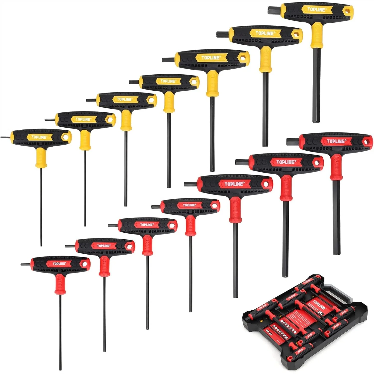 14-Piece Allen Wrench Set with T-Handle, Metric & SAE Hex Key Set in Storage Box for Home Repair and Mechanical Maintenance
14-Piece Allen Wrench Set with T-Handle, Metric & SAE Hex Key Set in Storage Box for Home Repair and Mechanical Maintenance